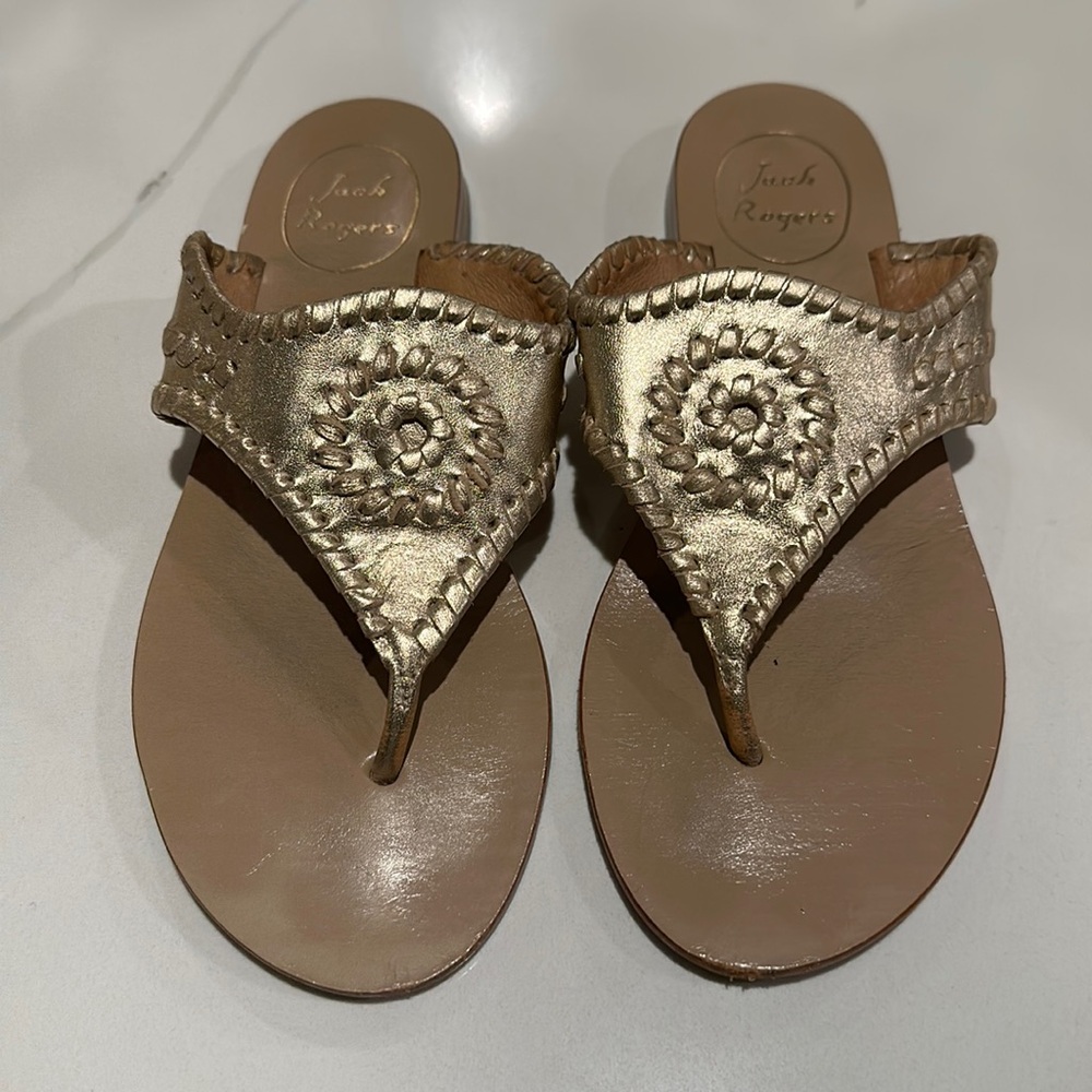 Jack Rogers gold flat sandals size 6